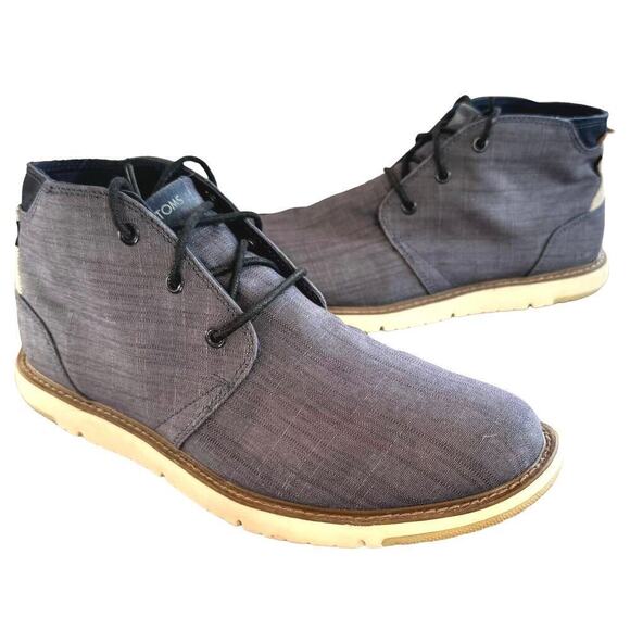 Toms Mens Navi Chukka Boots Blue Ankle Lace Up Breathable Casual Flat Heel 10.5 main image 4